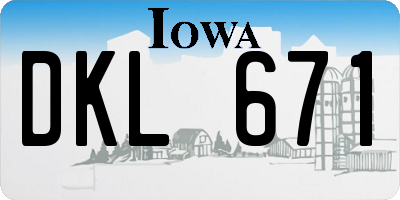 IA license plate DKL671
