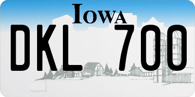 IA license plate DKL700