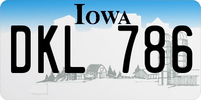 IA license plate DKL786