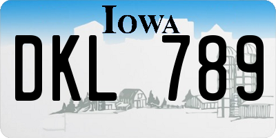 IA license plate DKL789