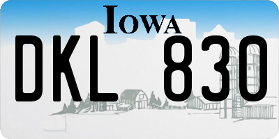 IA license plate DKL830