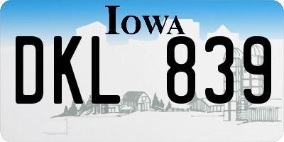 IA license plate DKL839