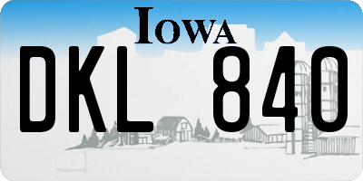 IA license plate DKL840