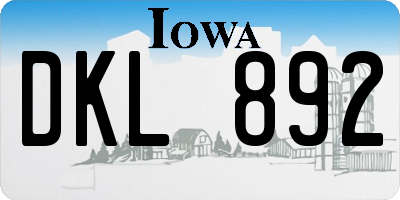 IA license plate DKL892