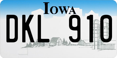 IA license plate DKL910