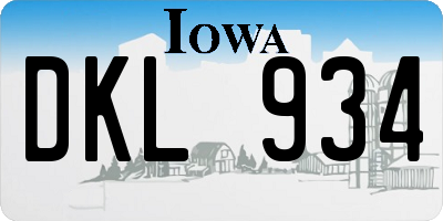 IA license plate DKL934