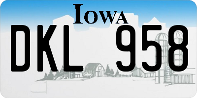 IA license plate DKL958