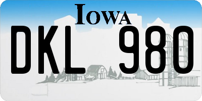 IA license plate DKL980