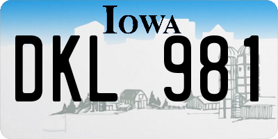 IA license plate DKL981
