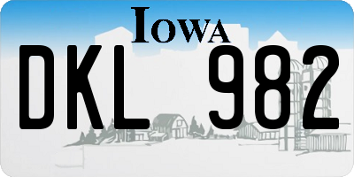 IA license plate DKL982