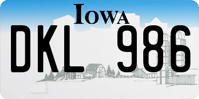 IA license plate DKL986