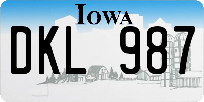 IA license plate DKL987