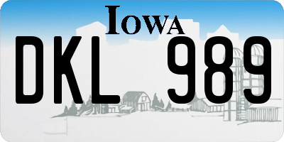 IA license plate DKL989