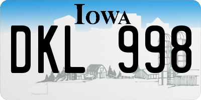 IA license plate DKL998