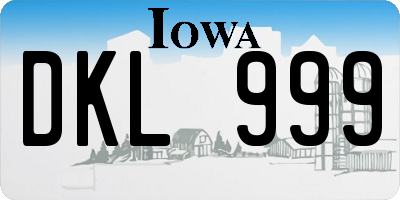 IA license plate DKL999
