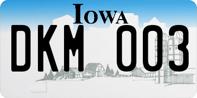 IA license plate DKM003