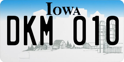IA license plate DKM010