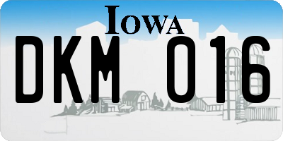 IA license plate DKM016