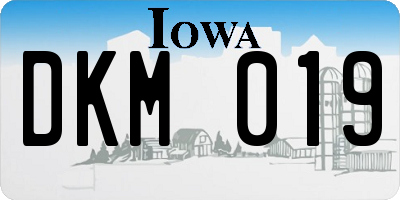 IA license plate DKM019