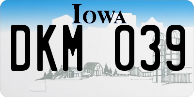 IA license plate DKM039