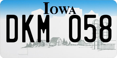 IA license plate DKM058