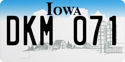 IA license plate DKM071