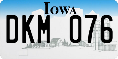 IA license plate DKM076