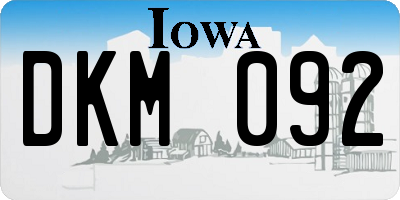 IA license plate DKM092