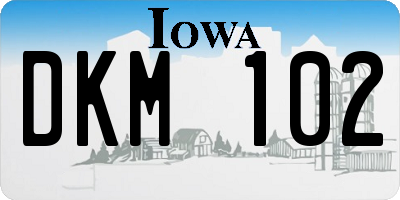 IA license plate DKM102
