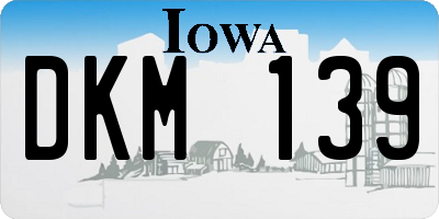 IA license plate DKM139