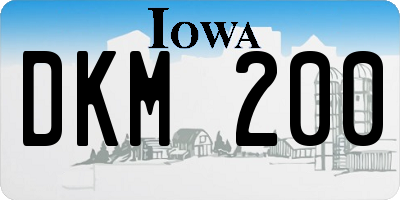 IA license plate DKM200