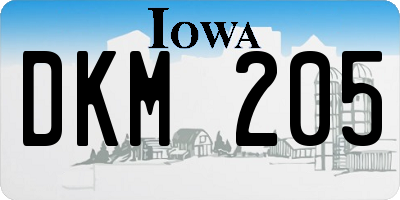 IA license plate DKM205