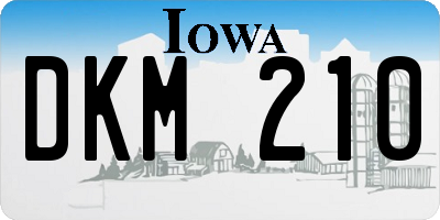 IA license plate DKM210
