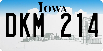 IA license plate DKM214