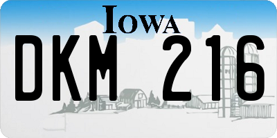 IA license plate DKM216