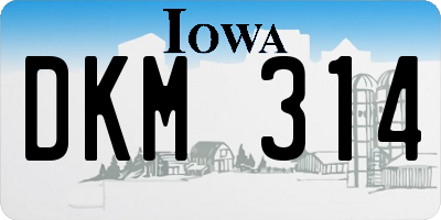IA license plate DKM314