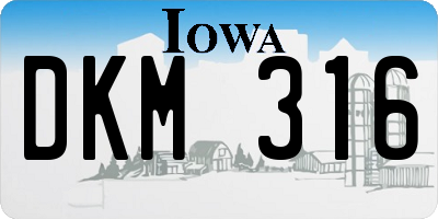 IA license plate DKM316