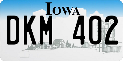 IA license plate DKM402