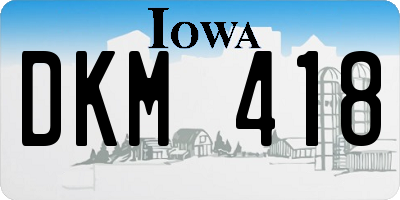 IA license plate DKM418
