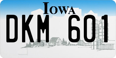 IA license plate DKM601