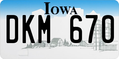 IA license plate DKM670