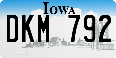 IA license plate DKM792