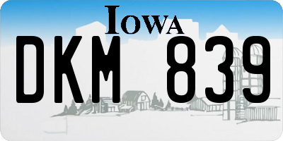 IA license plate DKM839