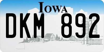 IA license plate DKM892