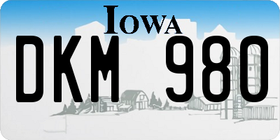 IA license plate DKM980