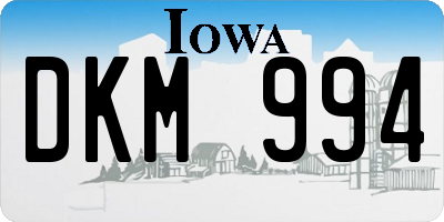 IA license plate DKM994