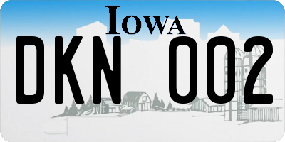 IA license plate DKN002