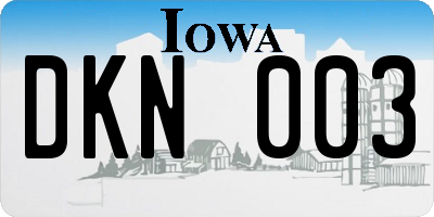 IA license plate DKN003