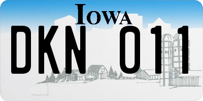 IA license plate DKN011