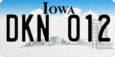 IA license plate DKN012